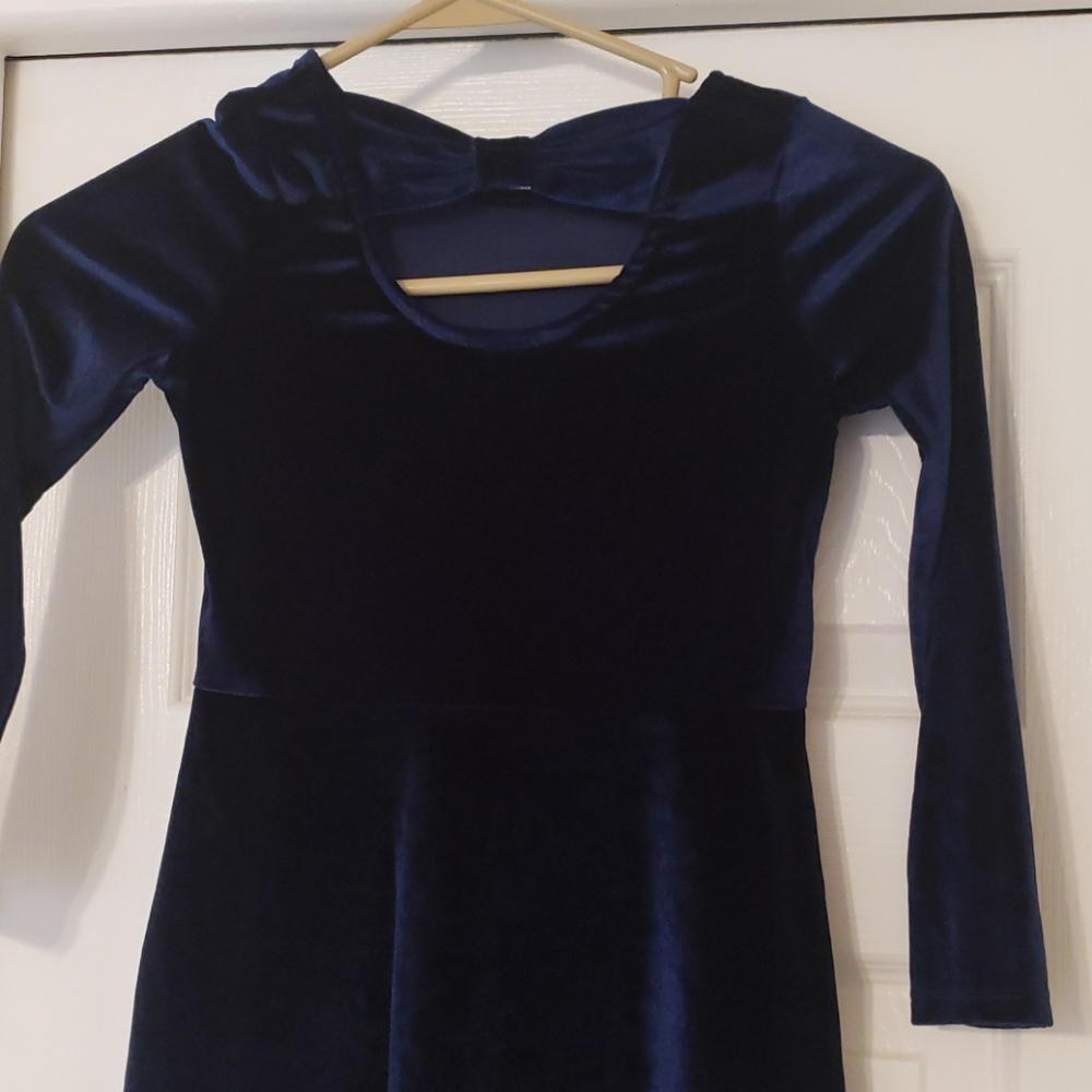 Blue velvet long sleeve dress
